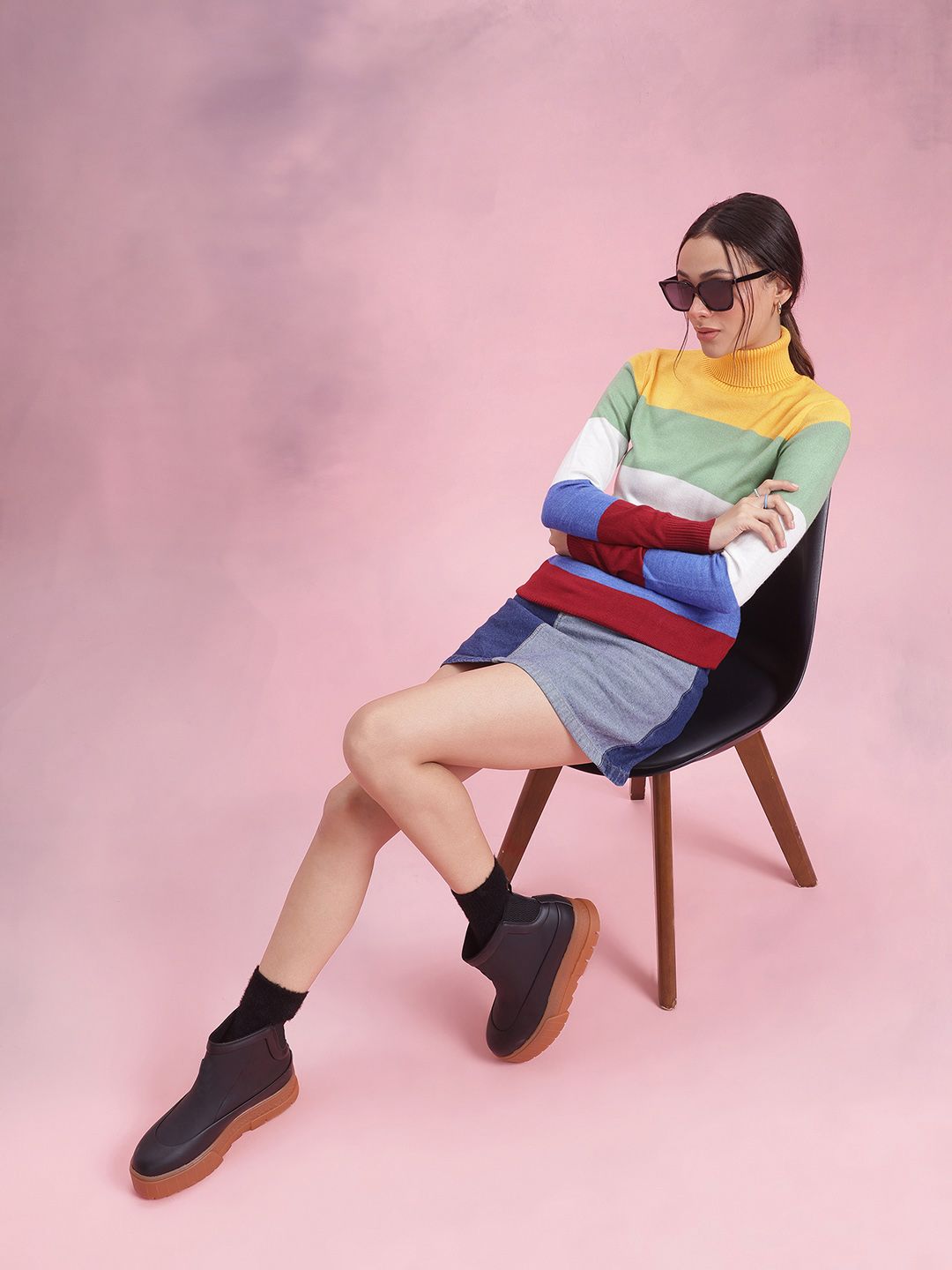 DressBerry Striped Colourblocked Pullover