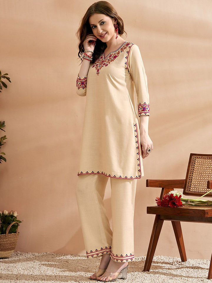 Anouk Embroidered Three Quarter Sleeves Kurta With Trousers Set