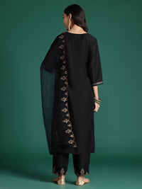 Indo Era Ethnic Motifs Embroidered Zari Liva Kurta with Trousers & With Dupatta