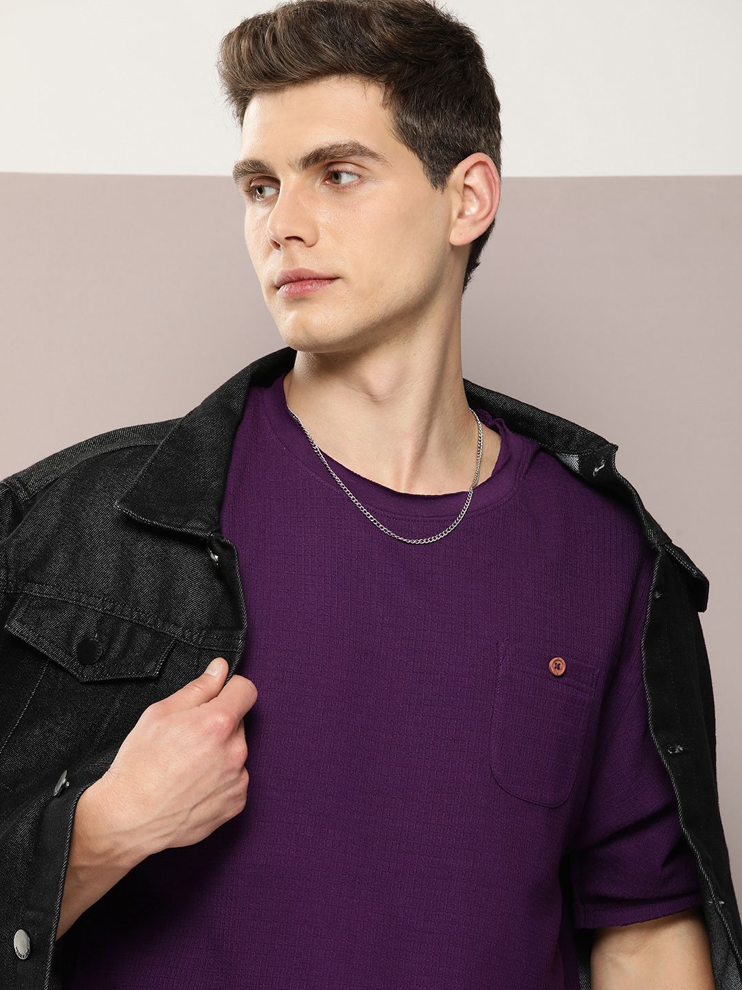 DILLINGER Men Waffle Structure Pure Cotton Pockets T-shirt