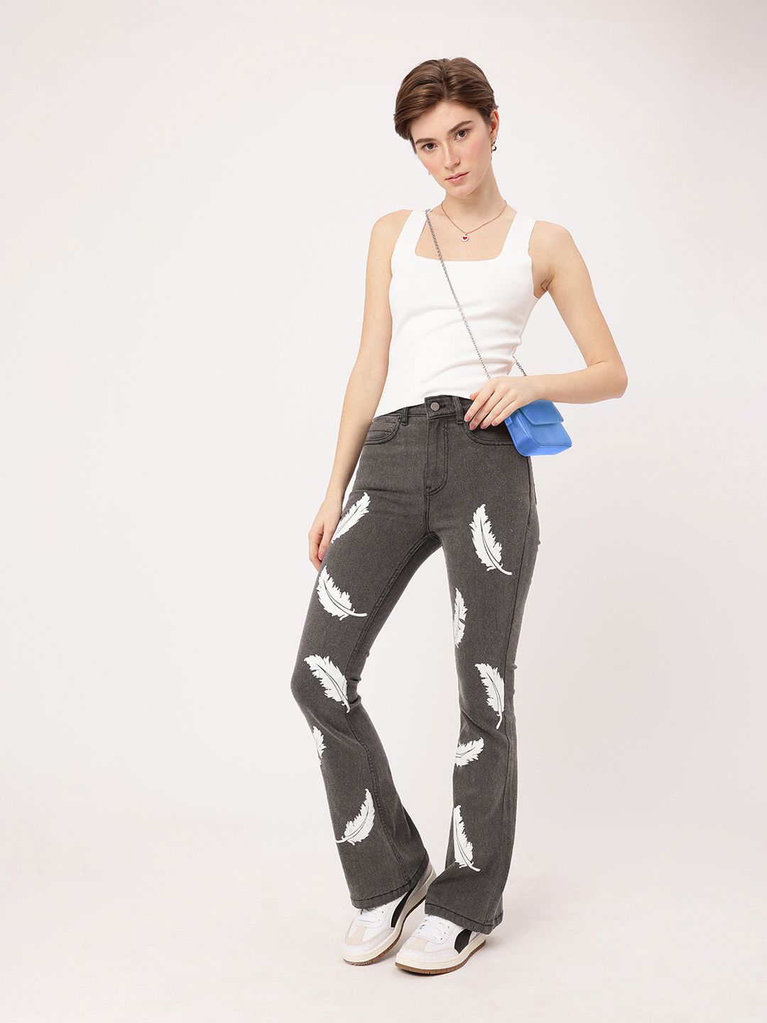 DressBerry Women Soft Touch Flared Fit Light Fade Printed Jeans