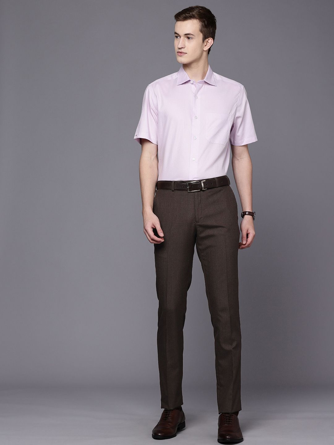 Raymond Men Checked Slim Fit Formal Trousers