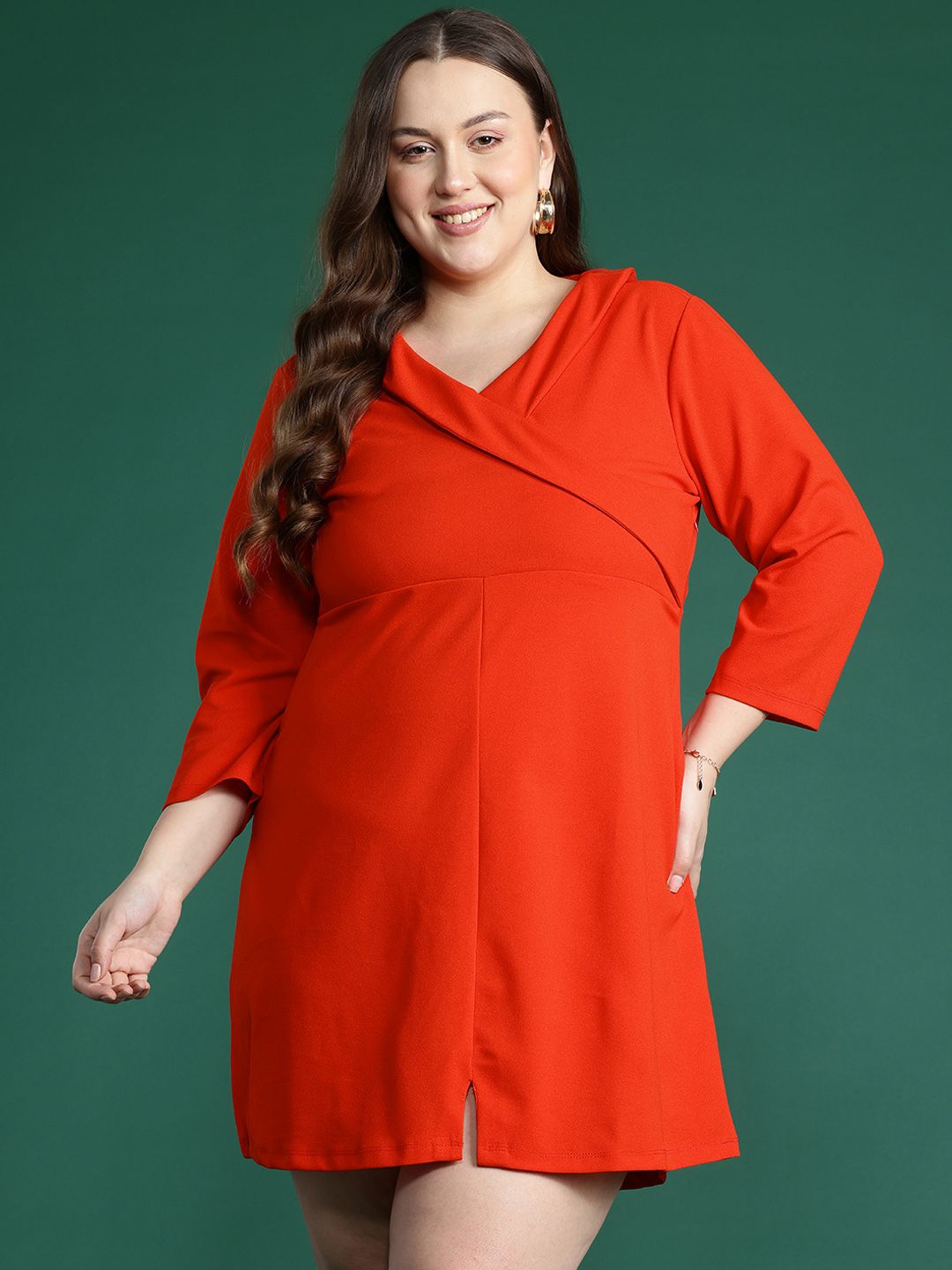 DressBerry Plus Size Layered Fit & Flare Mini Dress