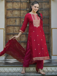 Libas Ethnic Motifs Straight Kurta with Trousers & With Dupatta