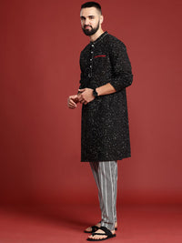 Anouk Men Geometric Printed Pure Cotton Kurta & Trousers