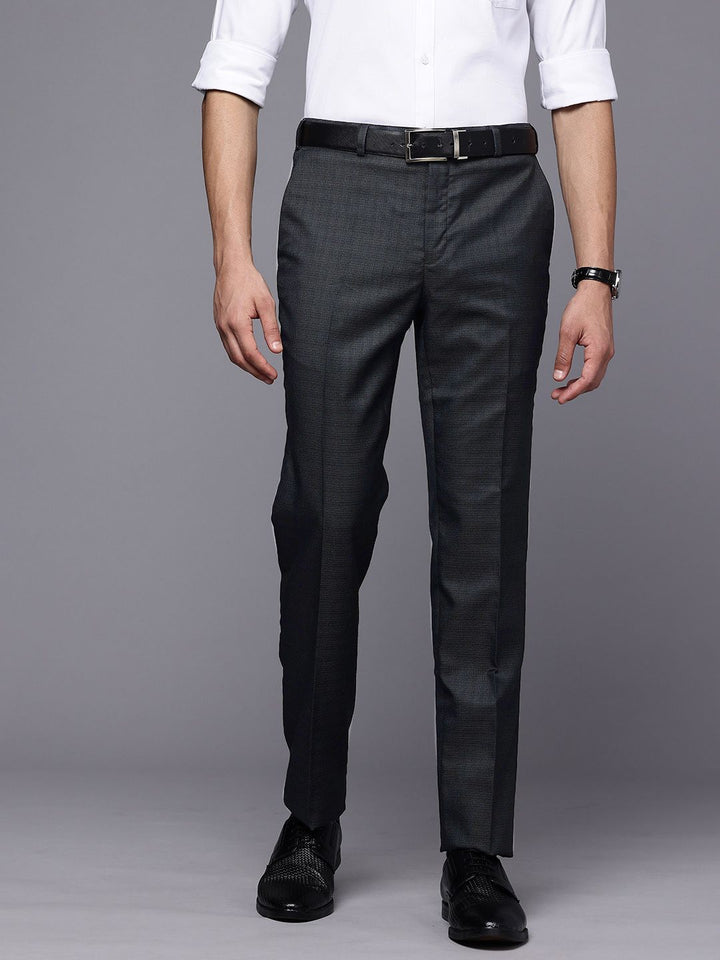 Raymond Men Self Design Textured Slim Fit Formal Trousers