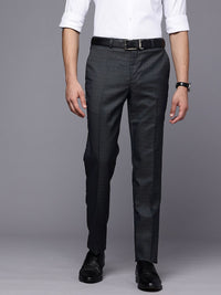Raymond Men Self Design Textured Slim Fit Formal Trousers