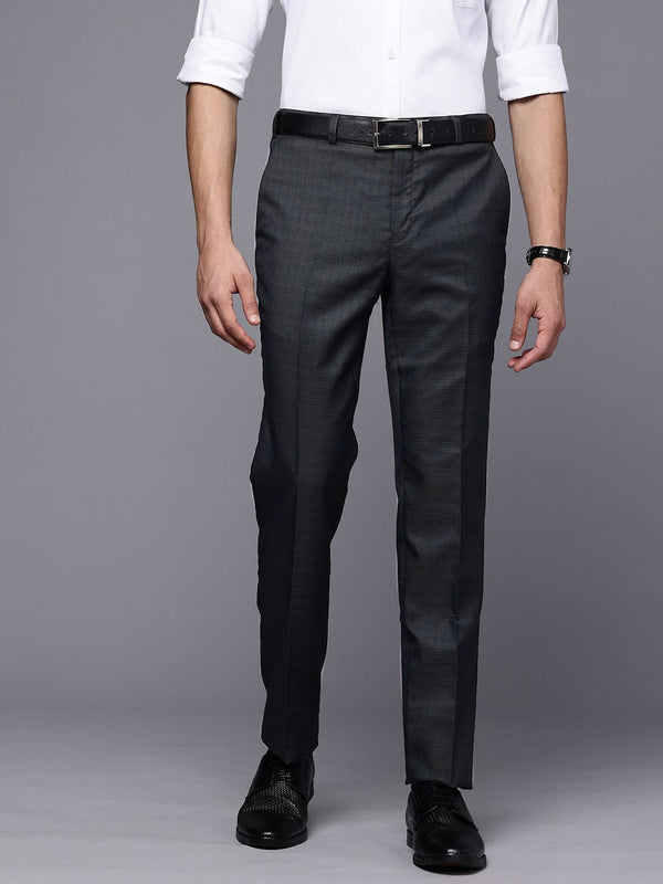 Raymond Men Self Design Textured Slim Fit Formal Trousers