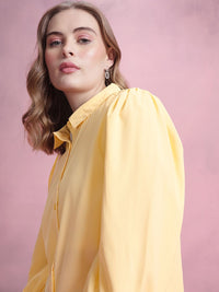 DressBerry Puff Sleeves Solid Shirt