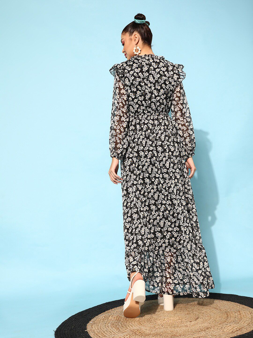 STREET 9 Women Classy Black Printed Dress