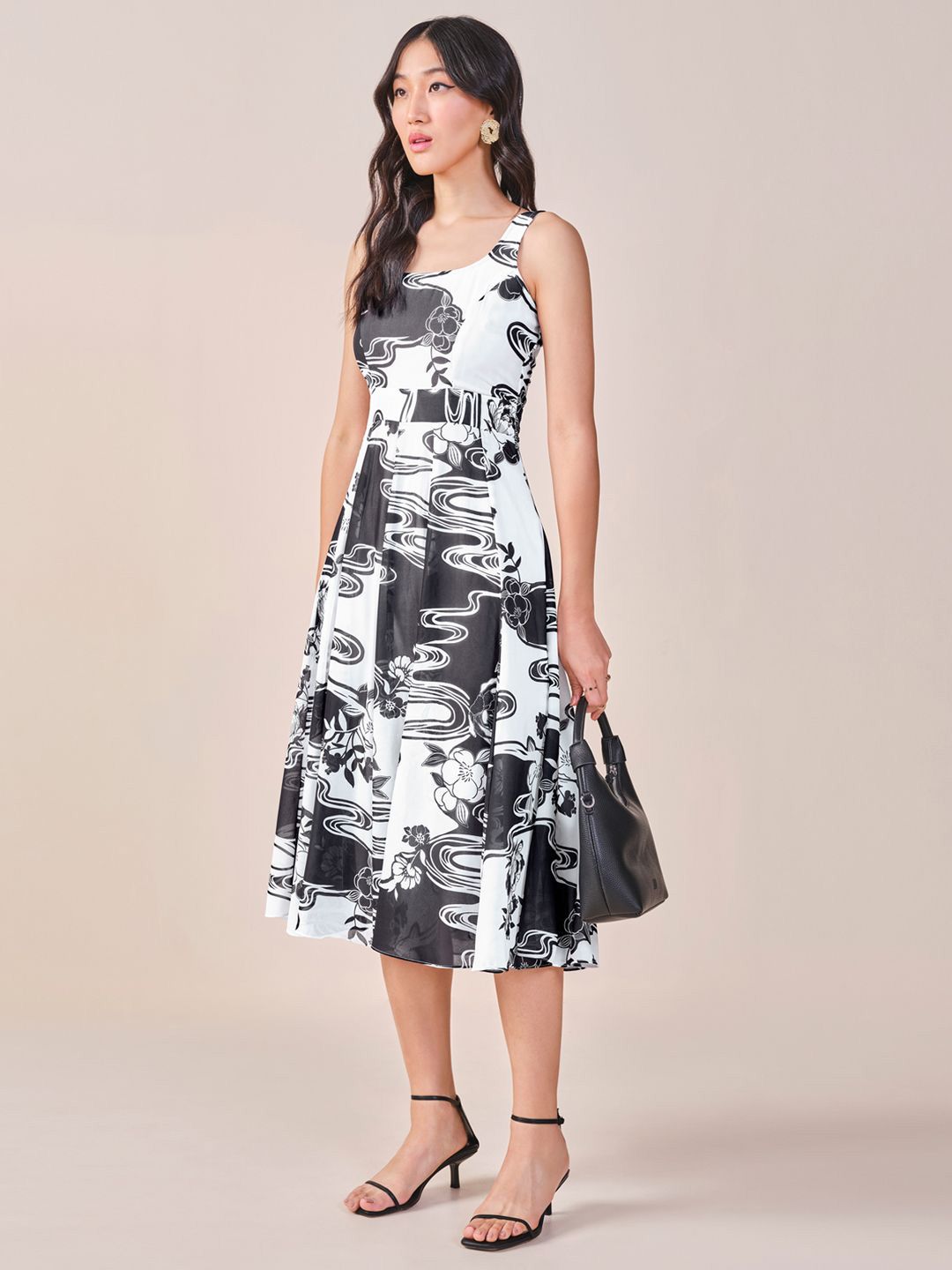 AND Floral Print Fit & Flare Midi Dress