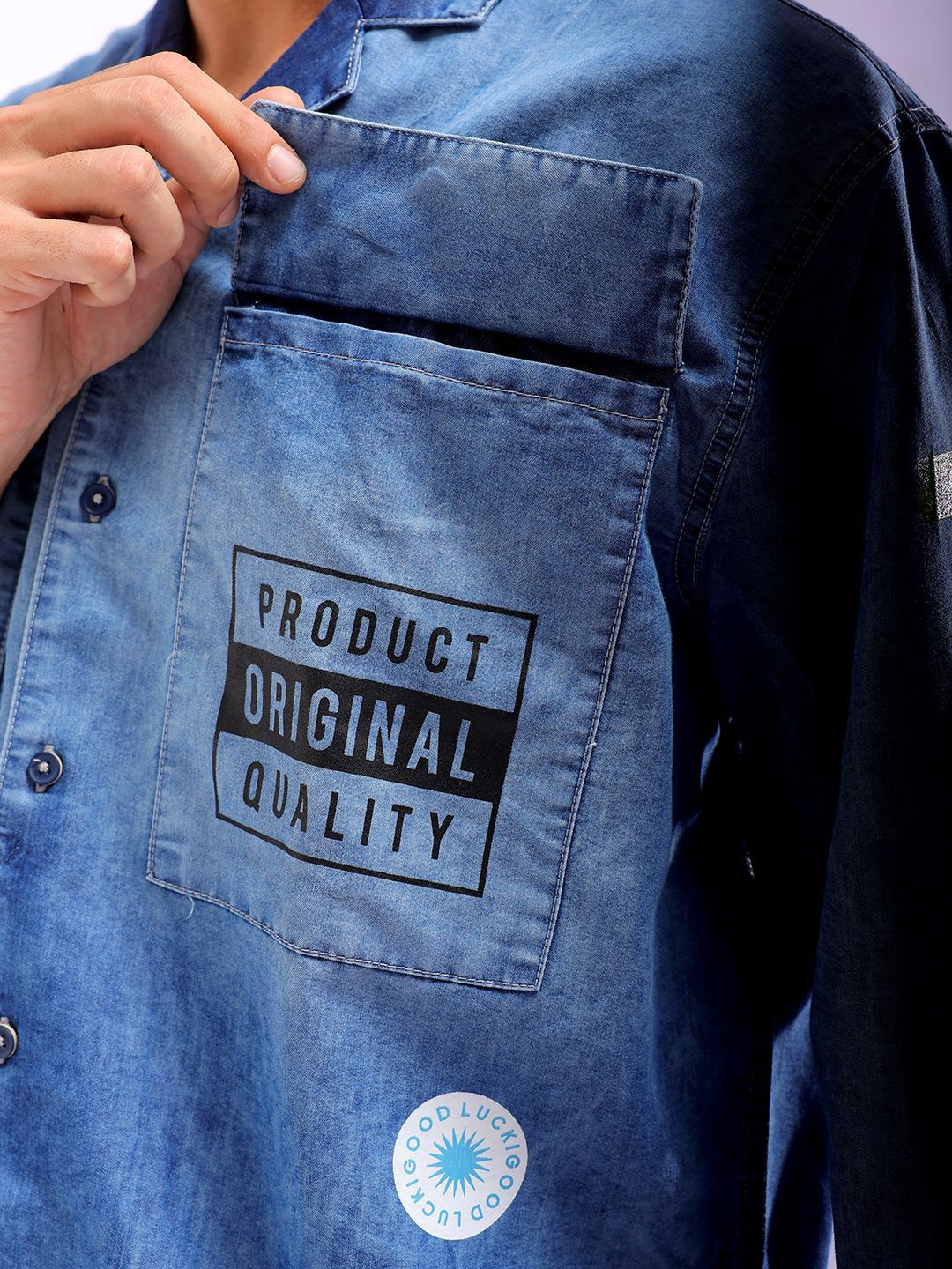 Baju kasual kolar garaj India cuba