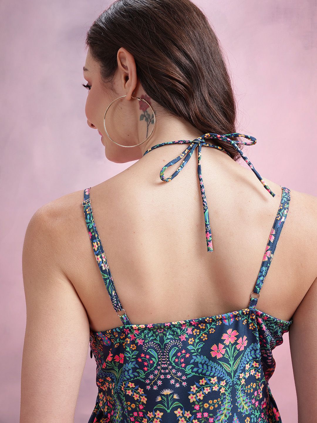 DressBerry Floral Print Tiered Empire Midi Dress