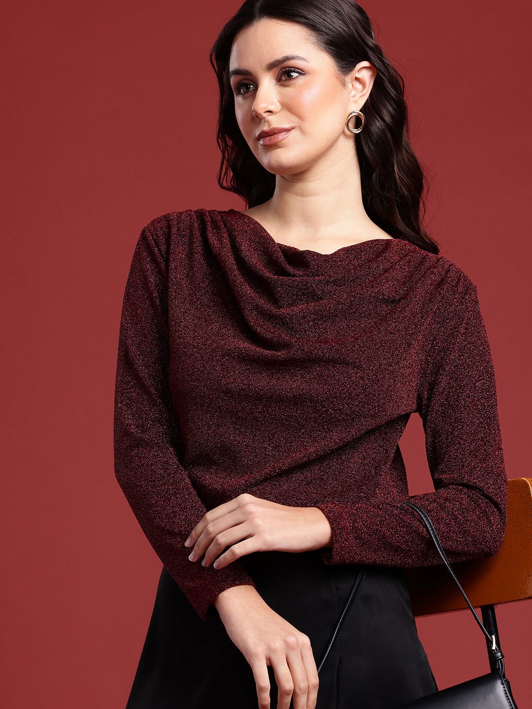 all about you Embellished Cowl Neck Top