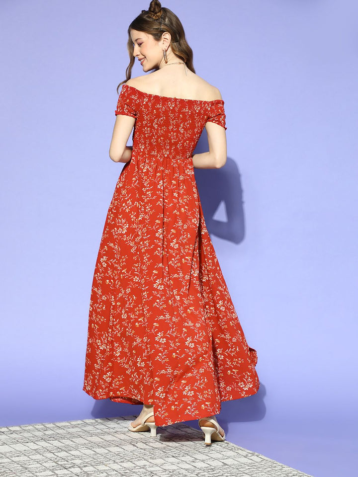 Berrylush Women Gorgeous Red Floral Volume Play Dress