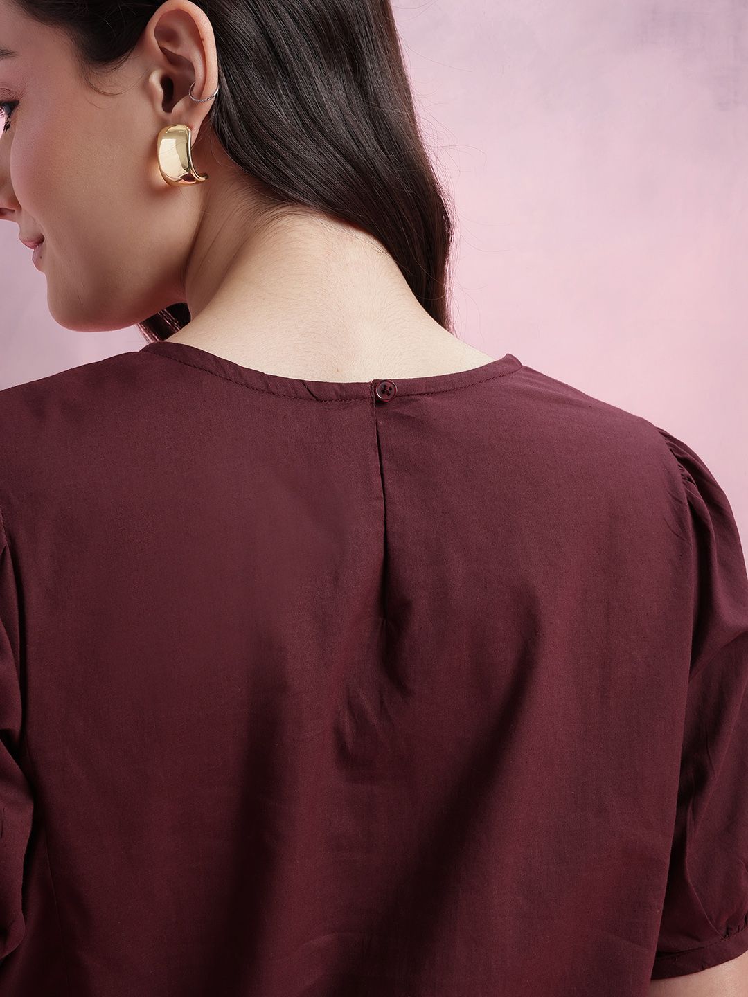 DressBerry Puff Sleeves Pure Cotton Top