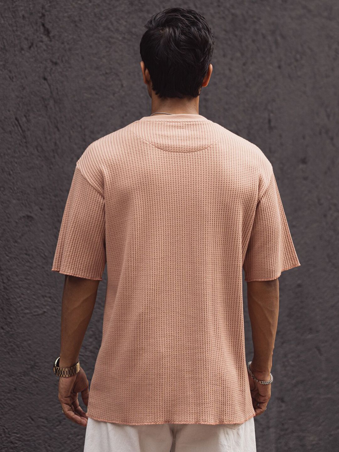 Powerlook Men Solid Oversized Round Neck T-shirt