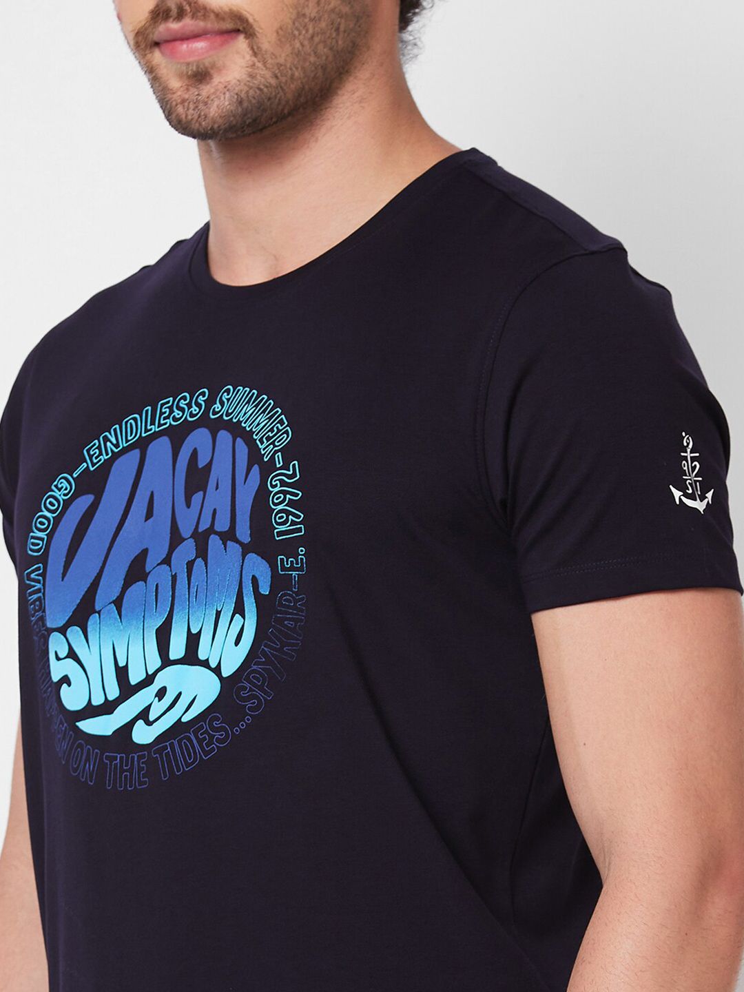 SPYKAR Round Neck Short Sleeves Typography Printed Slim Fit Cotton T-shirt