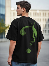 Bewakoof Men Black Batman Printed Pure Cotton Oversized T-shirt