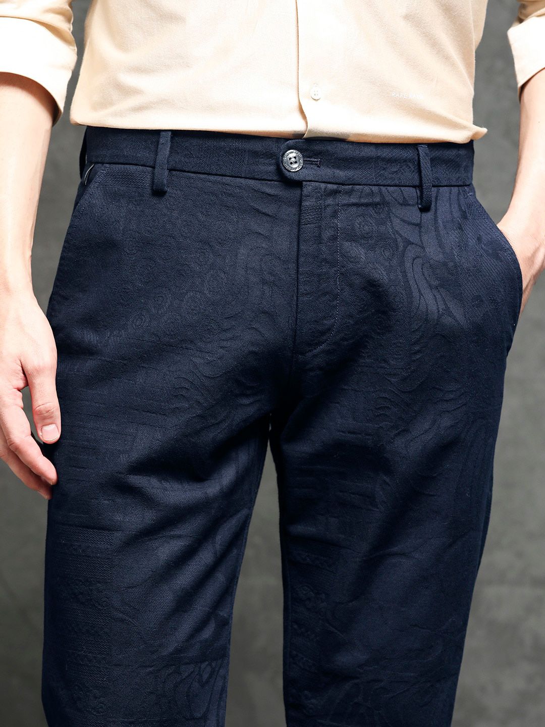 RARE RABBIT Men Jeck-2 Mid-Rise Slim Fit Cotton Trouser