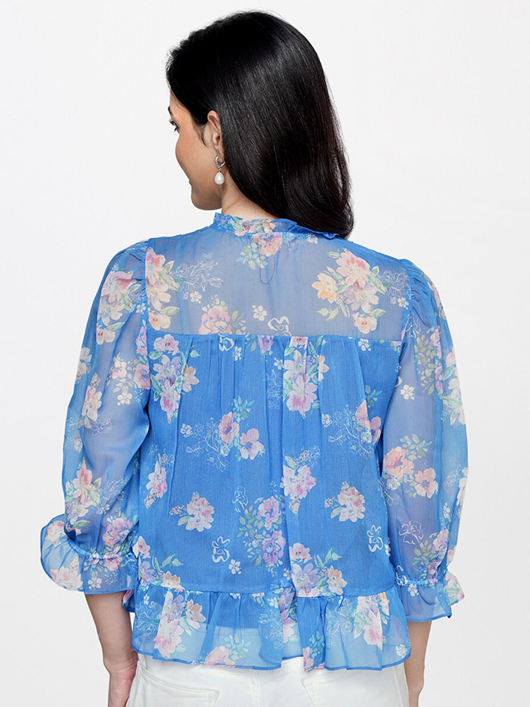 AND Floral Print High Neck Top