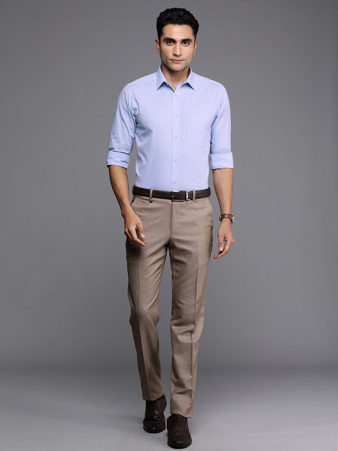 Raymond Self Design Slim Fit Pure Cotton Formal Shirt