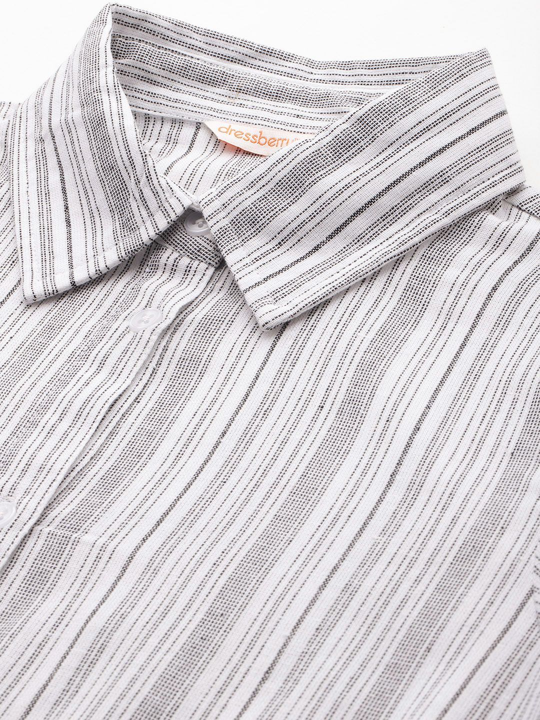 DressBerry Pure Cotton Striped Cinched Hem Shirt
