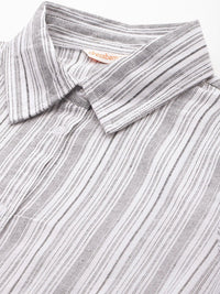 DressBerry Pure Cotton Striped Cinched Hem Shirt