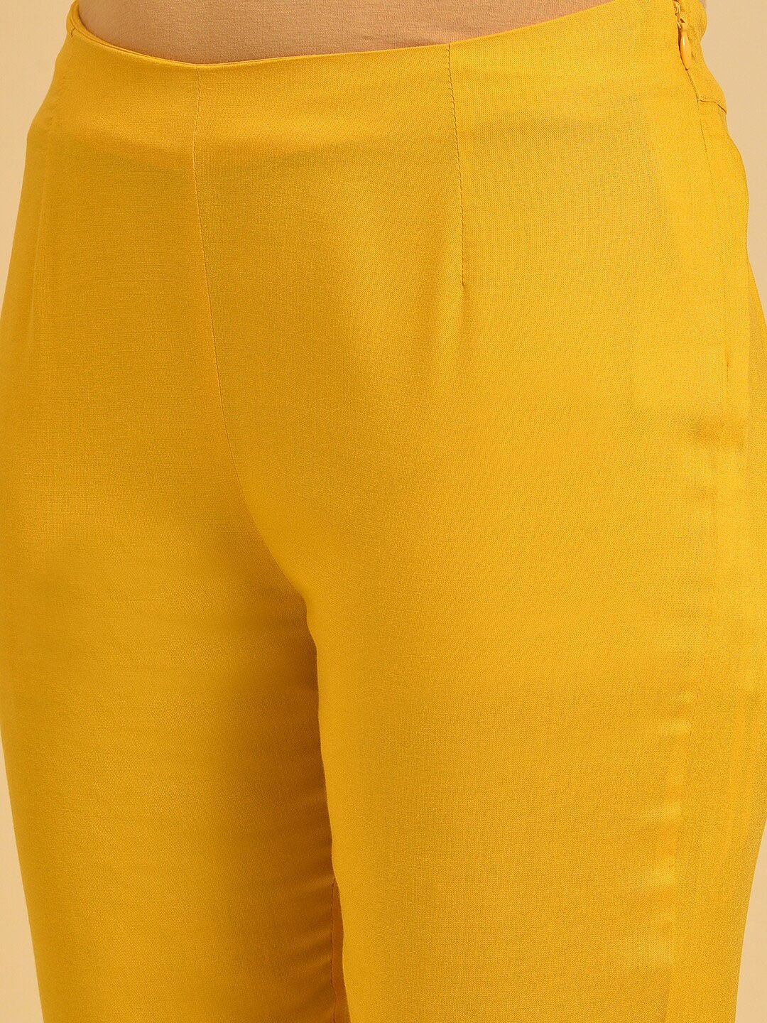 W Women Yellow Slim Fit Cigarette Trousers