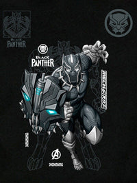 Bewakoof Black Black Panther Printed Round Neck Short Sleeves Cotton Oversized T-shirt