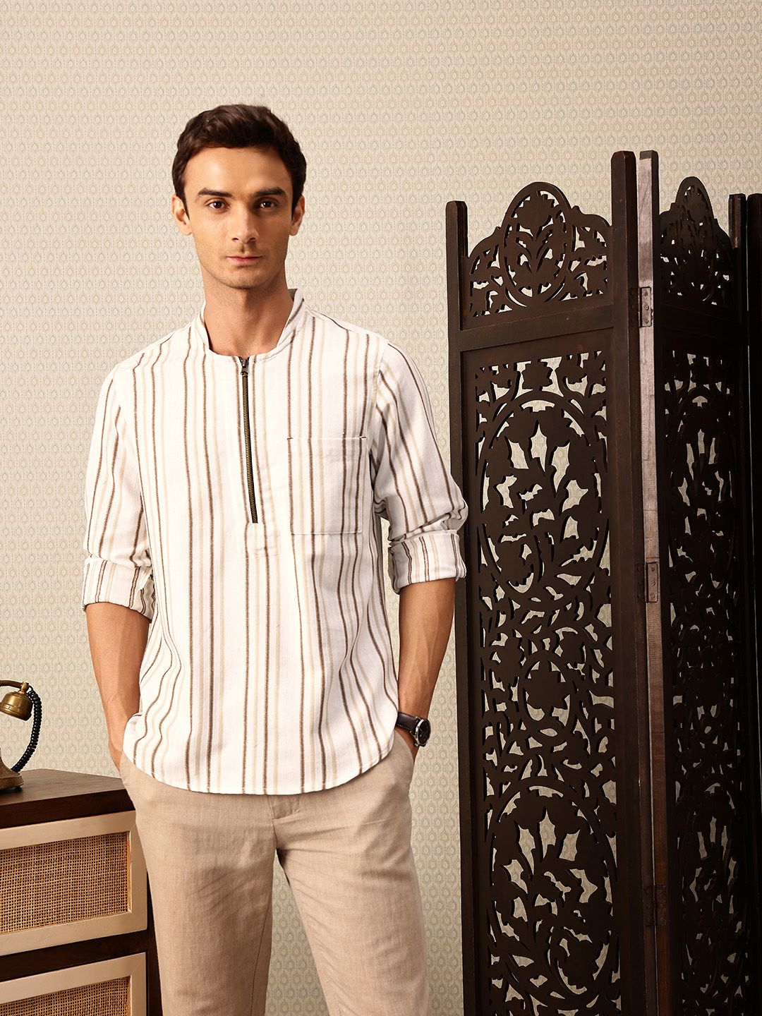 House of Pataudi Striped Rozana Kurta