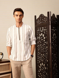 House of Pataudi Striped Rozana Kurta