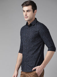 SPYKAR Men Black & Blue Slim Fit Printed Casual Shirt