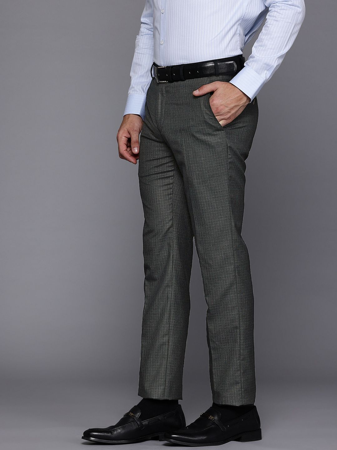 Raymond Men Checked Slim Fit Trousers