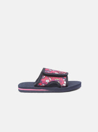 YK Girls Pink & Navy Blue Printed Slip-Ons