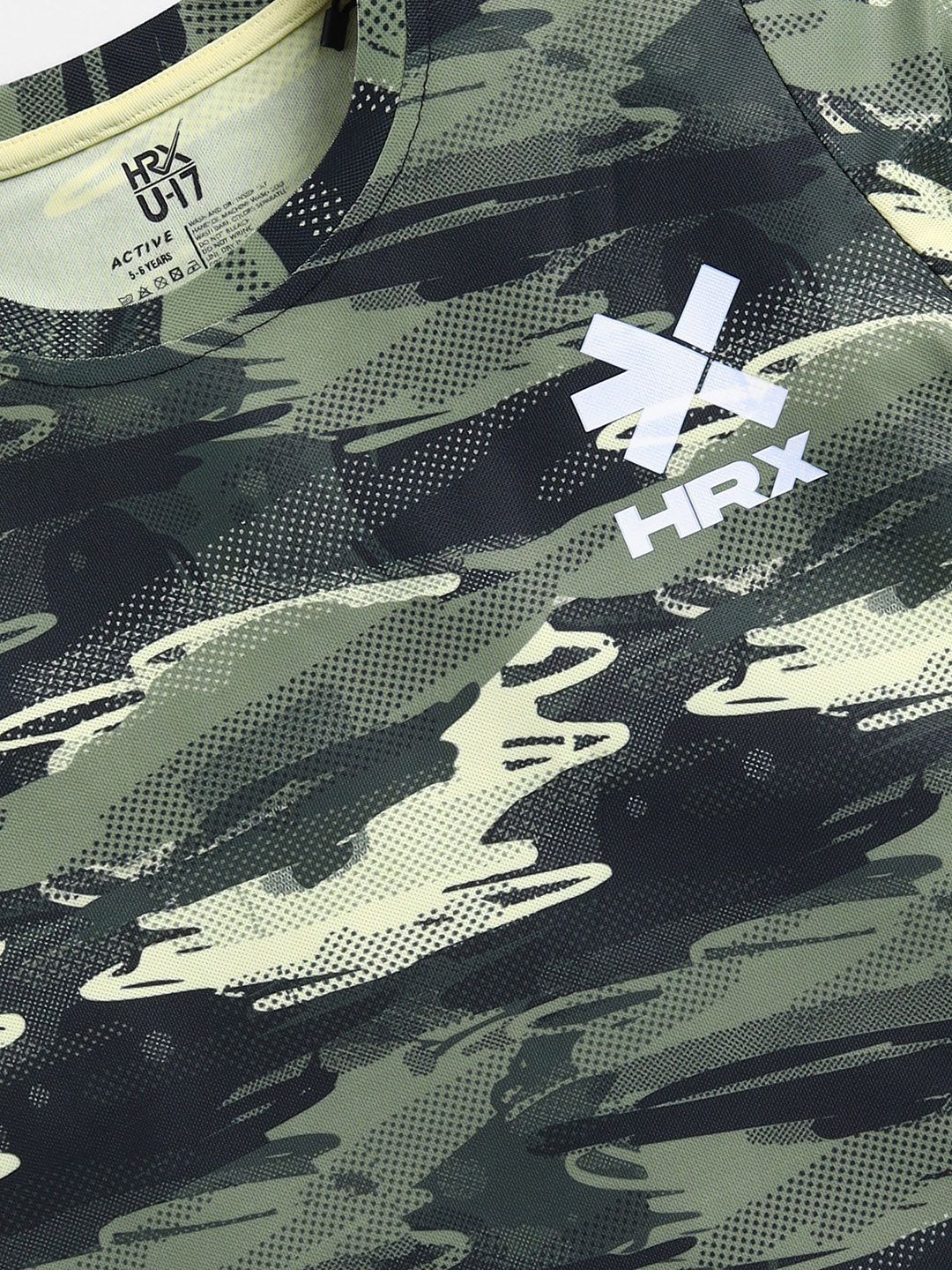 HRX by Hrithik Roshan Boys Camouflage Printed Rapid Dry Sports T-shirt