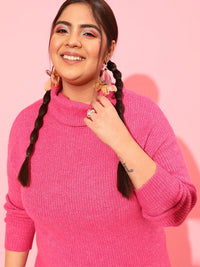 CURVY STREET Fuchsia Plus Size Sweater Dress