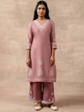 W The Folksong Collection Thread Work Embroidered Cotton Silk Straight Kurta