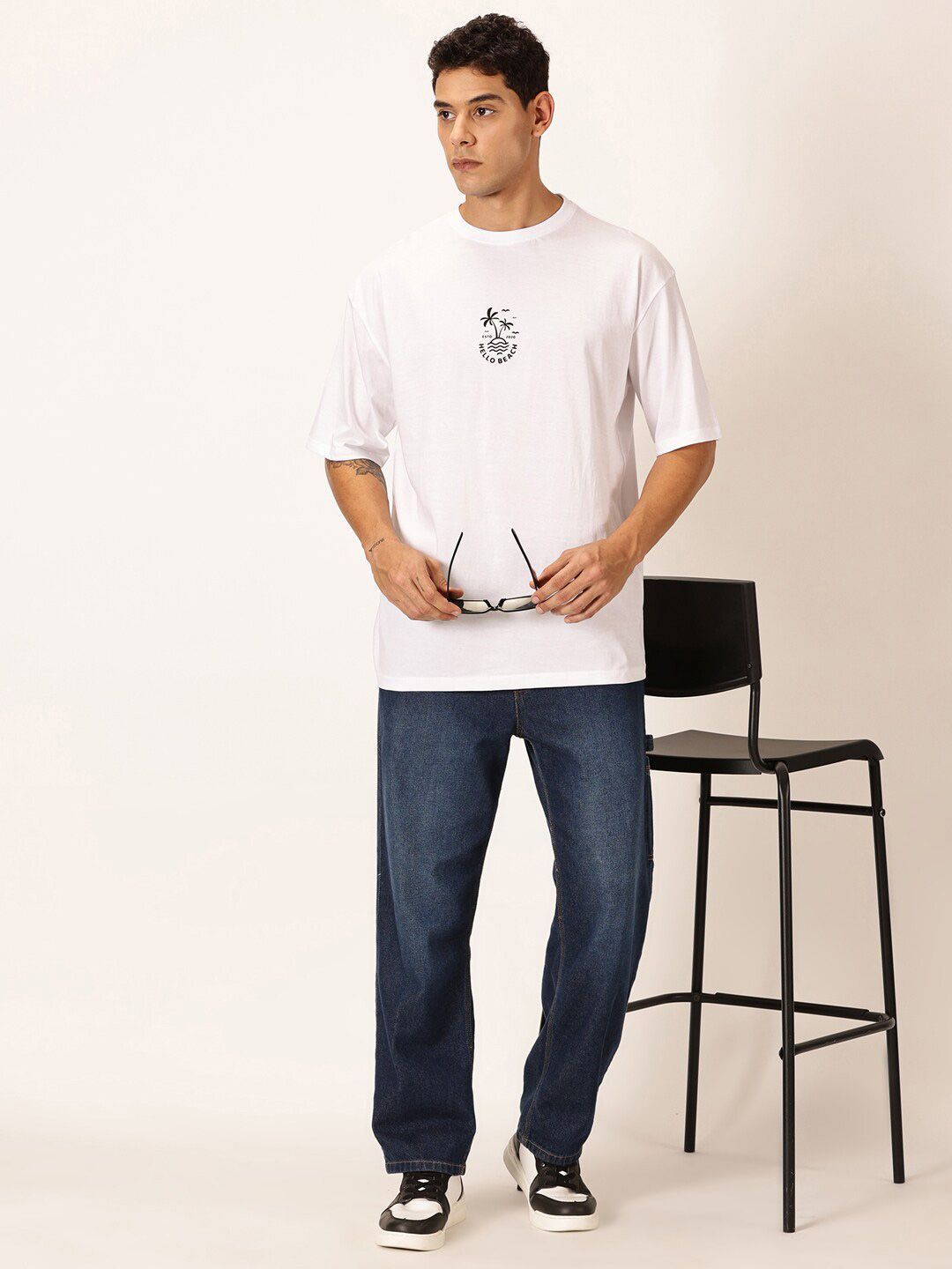 Thomas Scott Round Neck Typography Printed Pure Cotton Oversized T-shirt