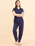 Sweet Dreams Navy Blue Printed Night suit