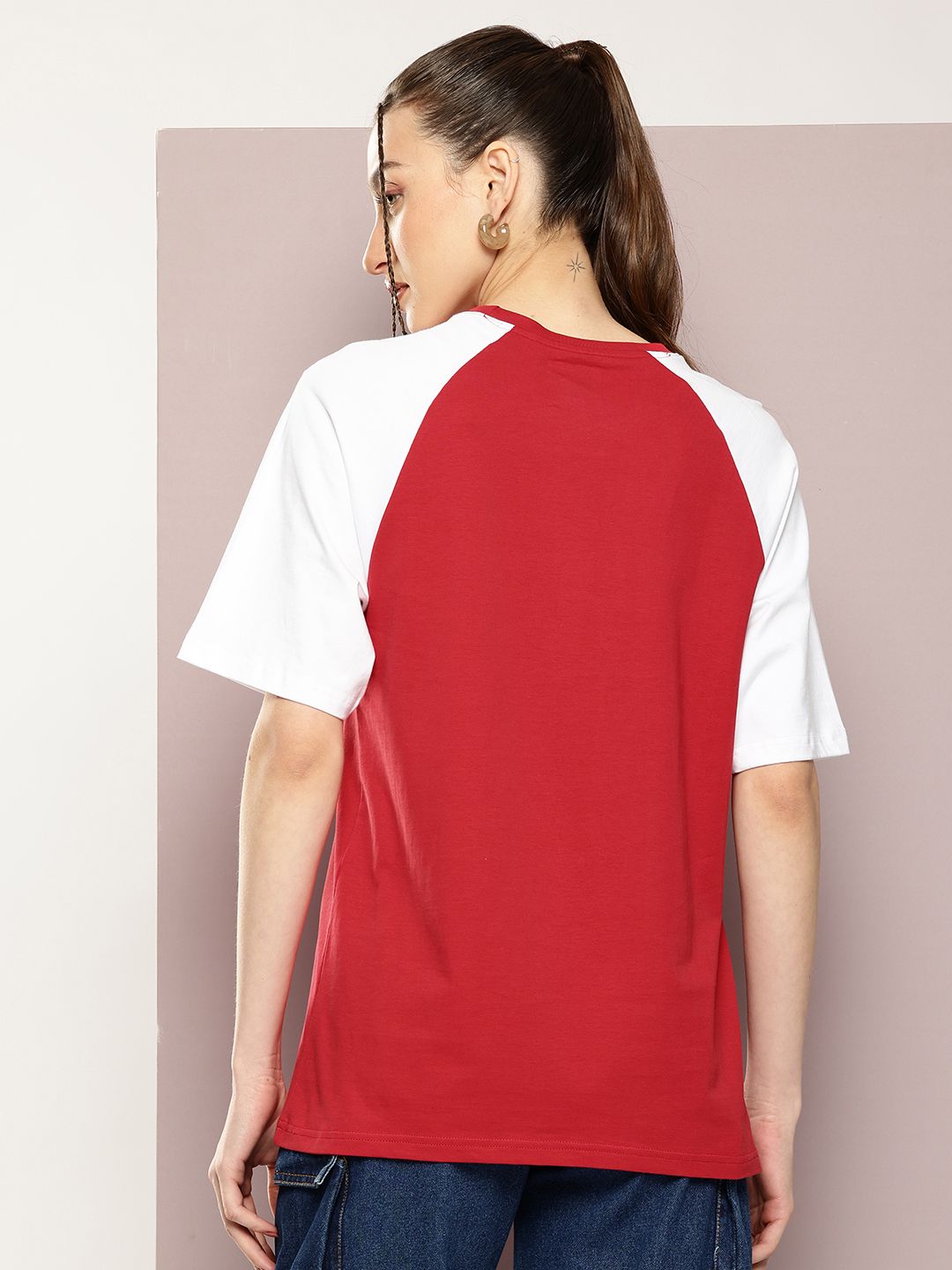 DILLINGER Colourblocked Raglan Sleeves Oversized Pure Cotton T-shirt
