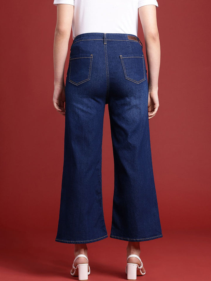 all about you Women Wide Leg High-Rise Light Fade Stretchable Jeans