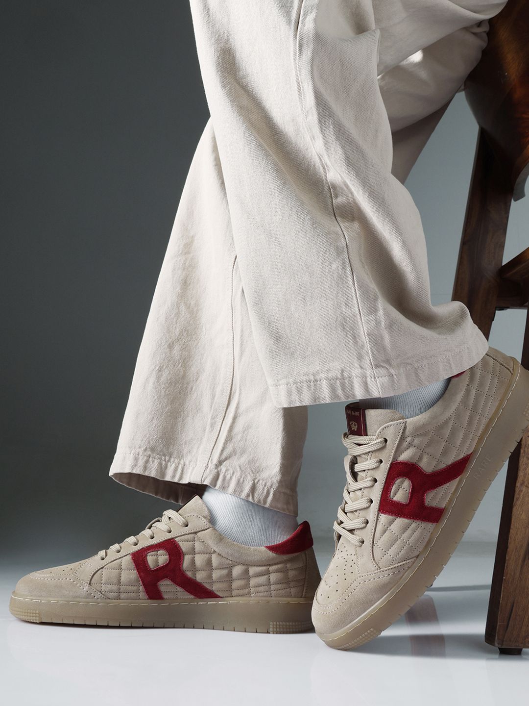 RARE RABBIT Men Perforations Leather Sneakers