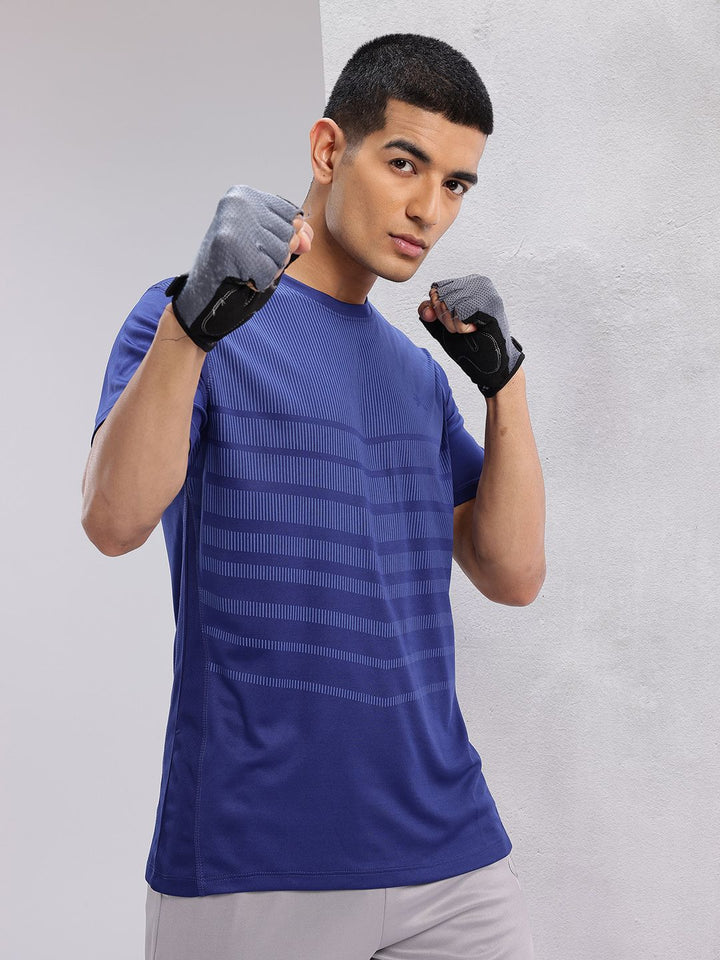 HRX by Hrithik Roshan Striped Rapid-Dry Training T-shirt