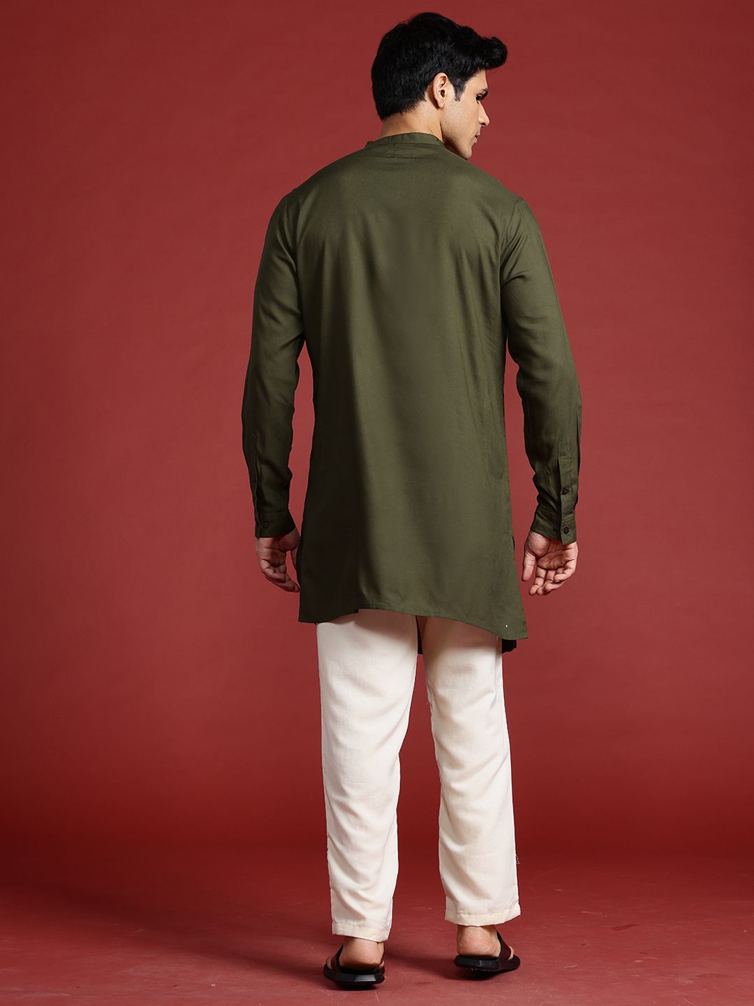 Anouk Roll-Up Sleeves Asymmetric Kurta