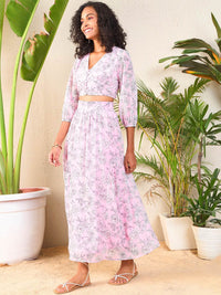 SASSAFRAS Printed Crop Top & Skirt