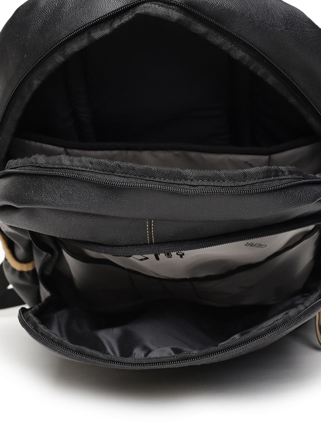 Gear Unisex Black Faux Leather Solid Backpack