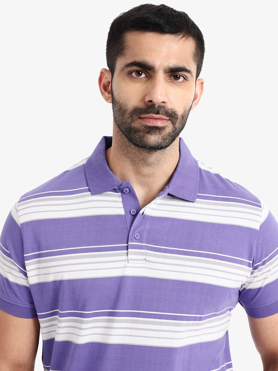 RARE RABBIT Men Rings-4 Slim Fit Solid Polo Collar Pure Cotton T-Shirt