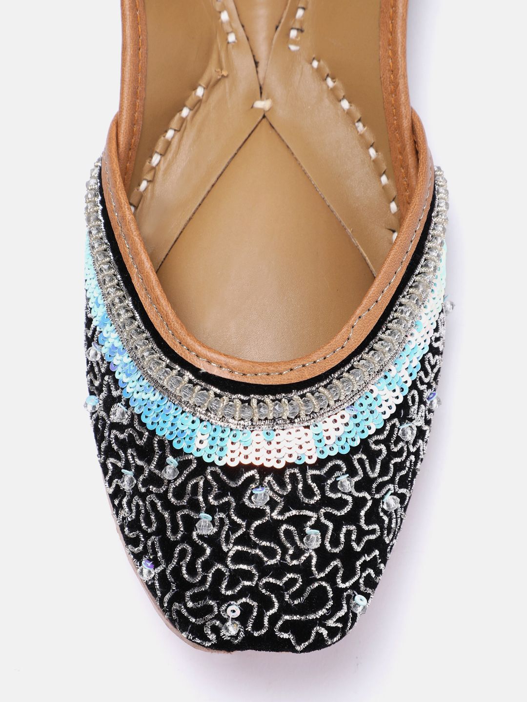 House of Pataudi Women Embroidered Leather Mojaris