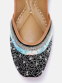 House of Pataudi Women Embroidered Leather Mojaris